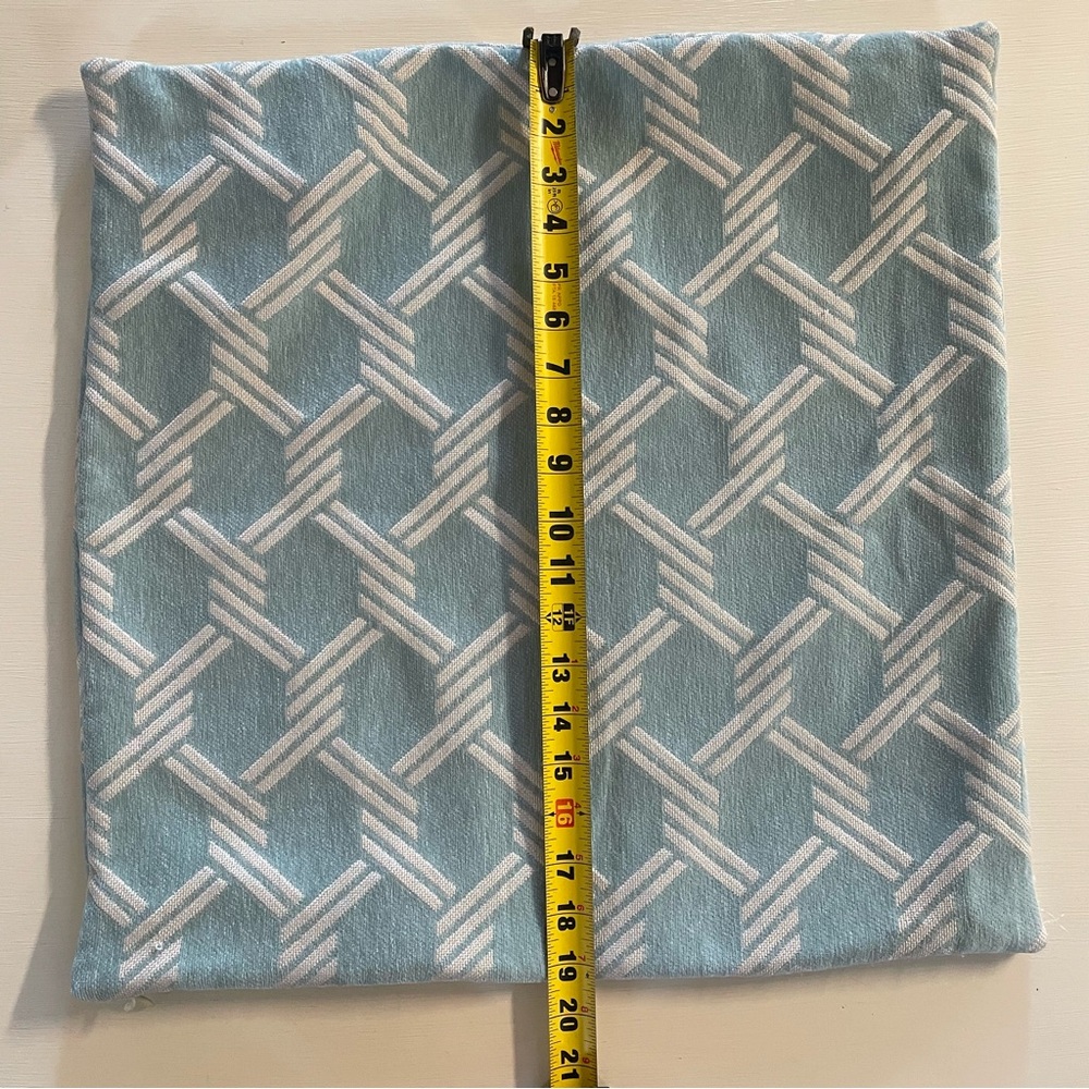 19x19 aqua blue and cream rope pillow cover - Picture 6 of 7